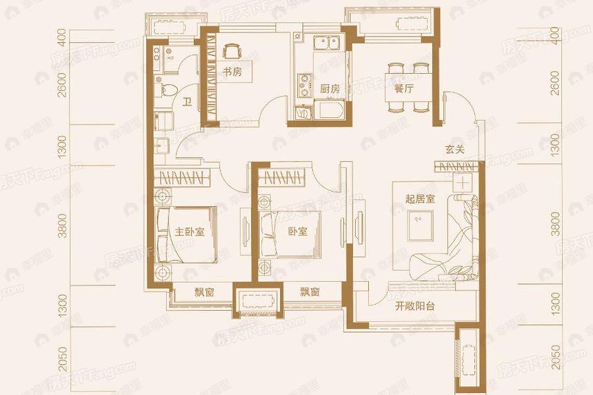 华发·九龙湾3室2厅1卫户型图