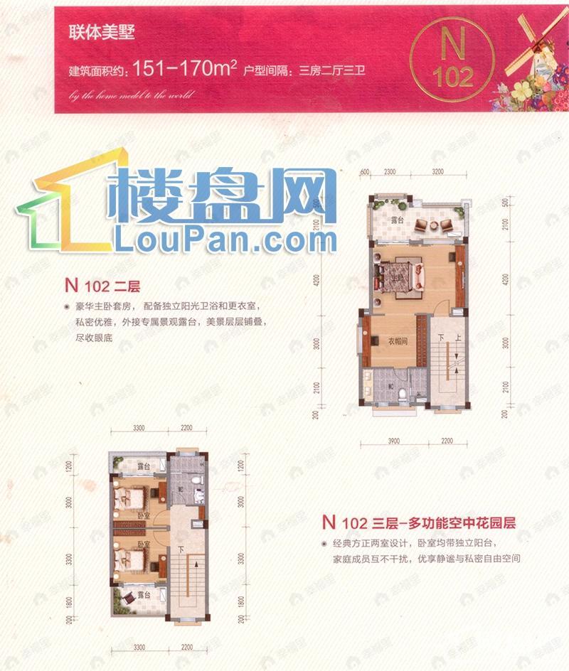 3室2厅3卫建面151170平户型图