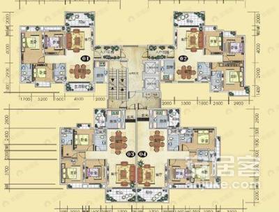 3室2厅2卫建面120平户型图