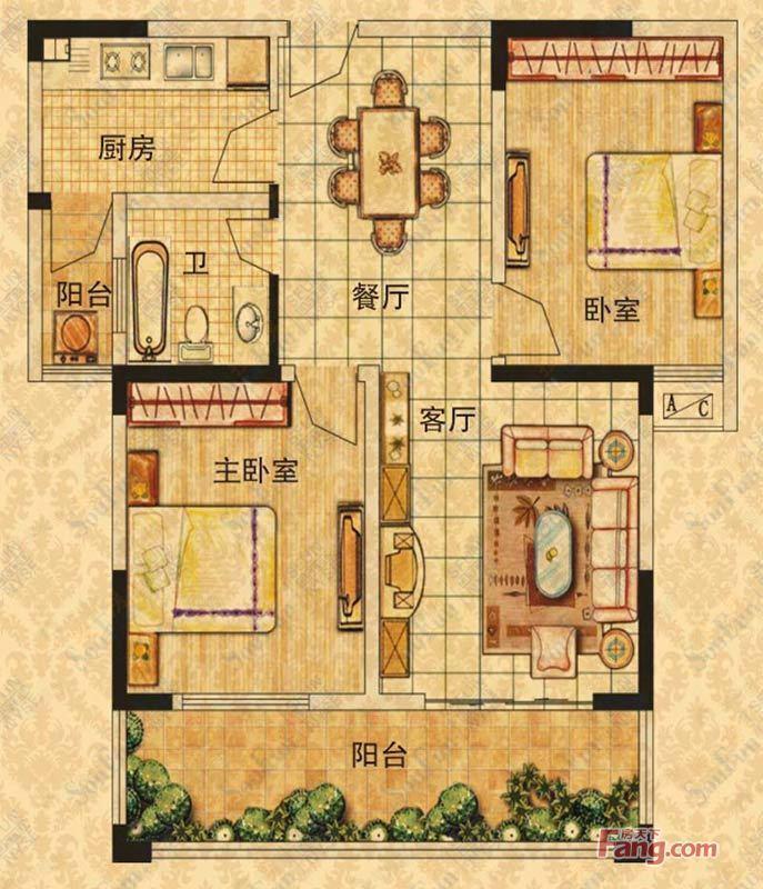 中辰一品2室2厅1卫户型图