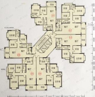3室2厅1卫建面105平户型图