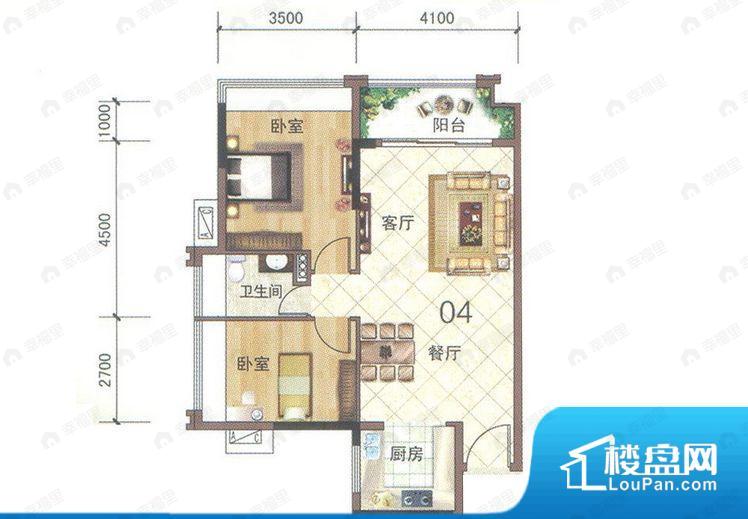 2室2厅建面85平户型图