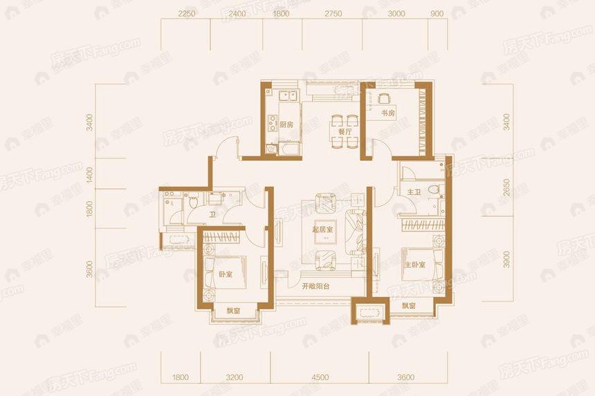 3室2厅2卫建面139平户型图