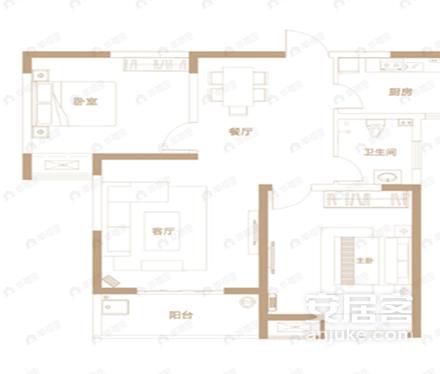 2室2厅1卫建面99平户型图