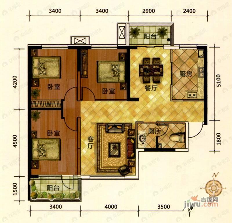 碧桂园·天悦府3室2厅2卫户型图