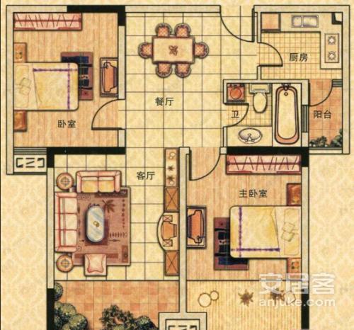 中辰一品2室2厅1卫户型图