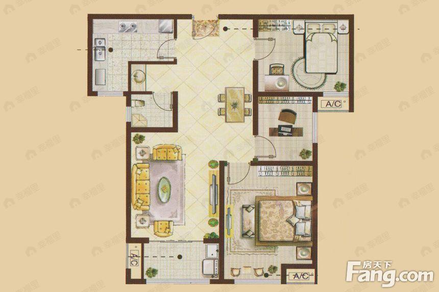 格瑞斯小镇3室2厅1卫户型图