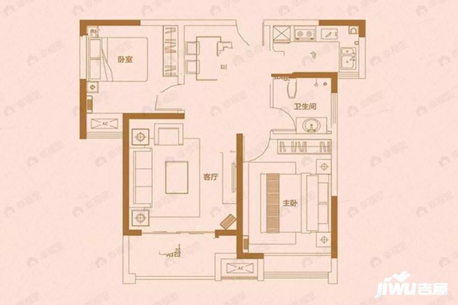 2室2厅1卫建面84平户型图