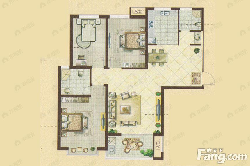 3室2厅2卫建面115平户型图