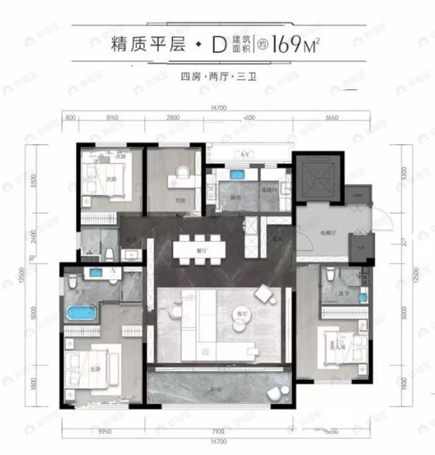建发·南泊湾4室2厅3卫户型图