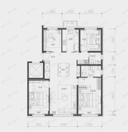 4室2厅2卫建面145平南|北户型图