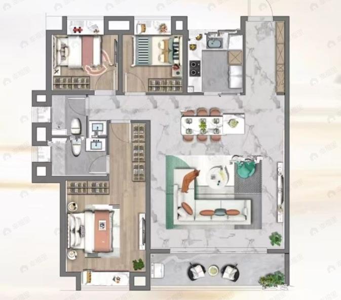 3室2厅2卫建面140平户型图