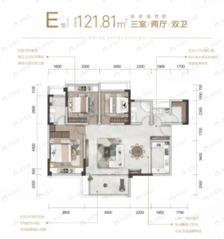 发展·鸿儒院3室2厅2卫户型图