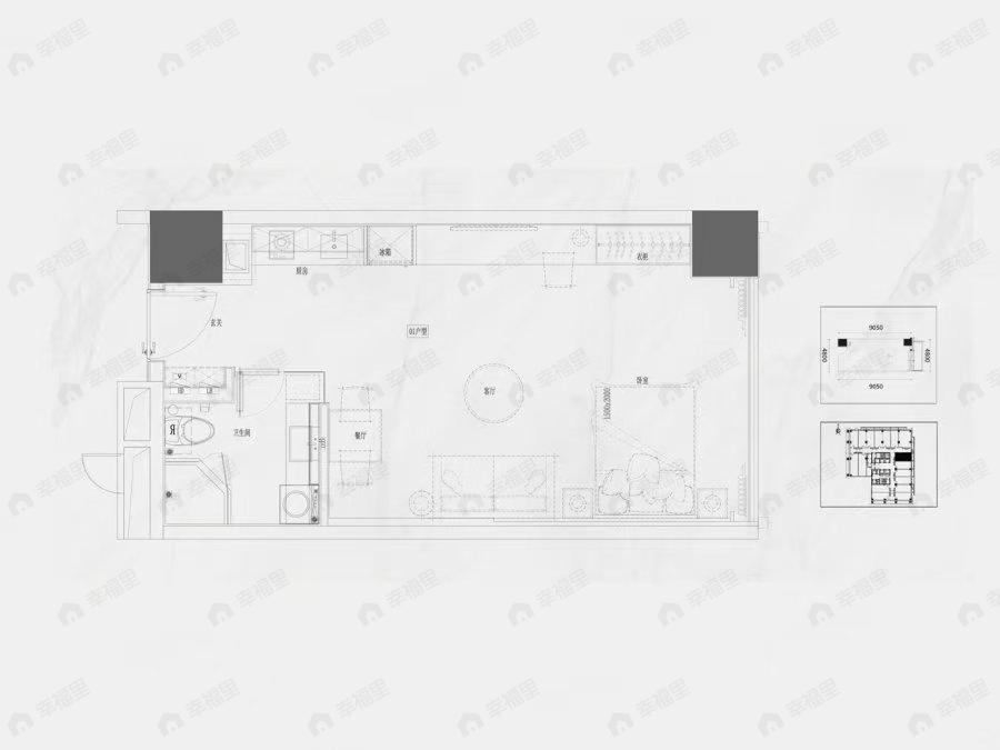 2室1厅1卫建面71平户型图