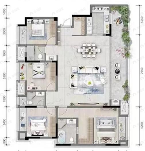 重庆西岸4室2厅2卫户型图