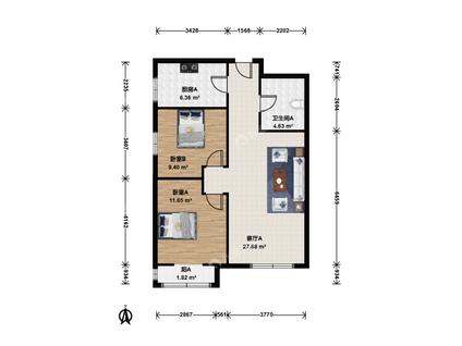 北京首开智慧社2室1厅89.69平高楼层/共21层