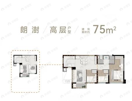 联发环岛新澍3室2厅1卫户型图