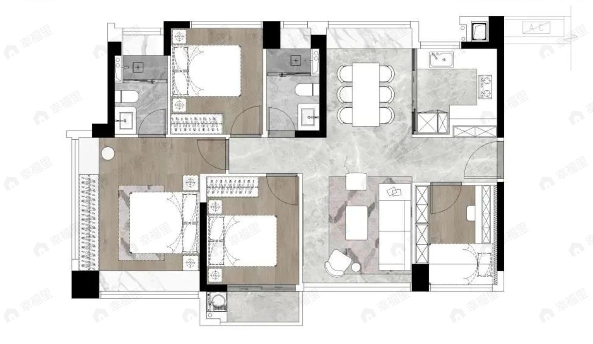 建发首开金茂云启东方4室2厅2卫户型图