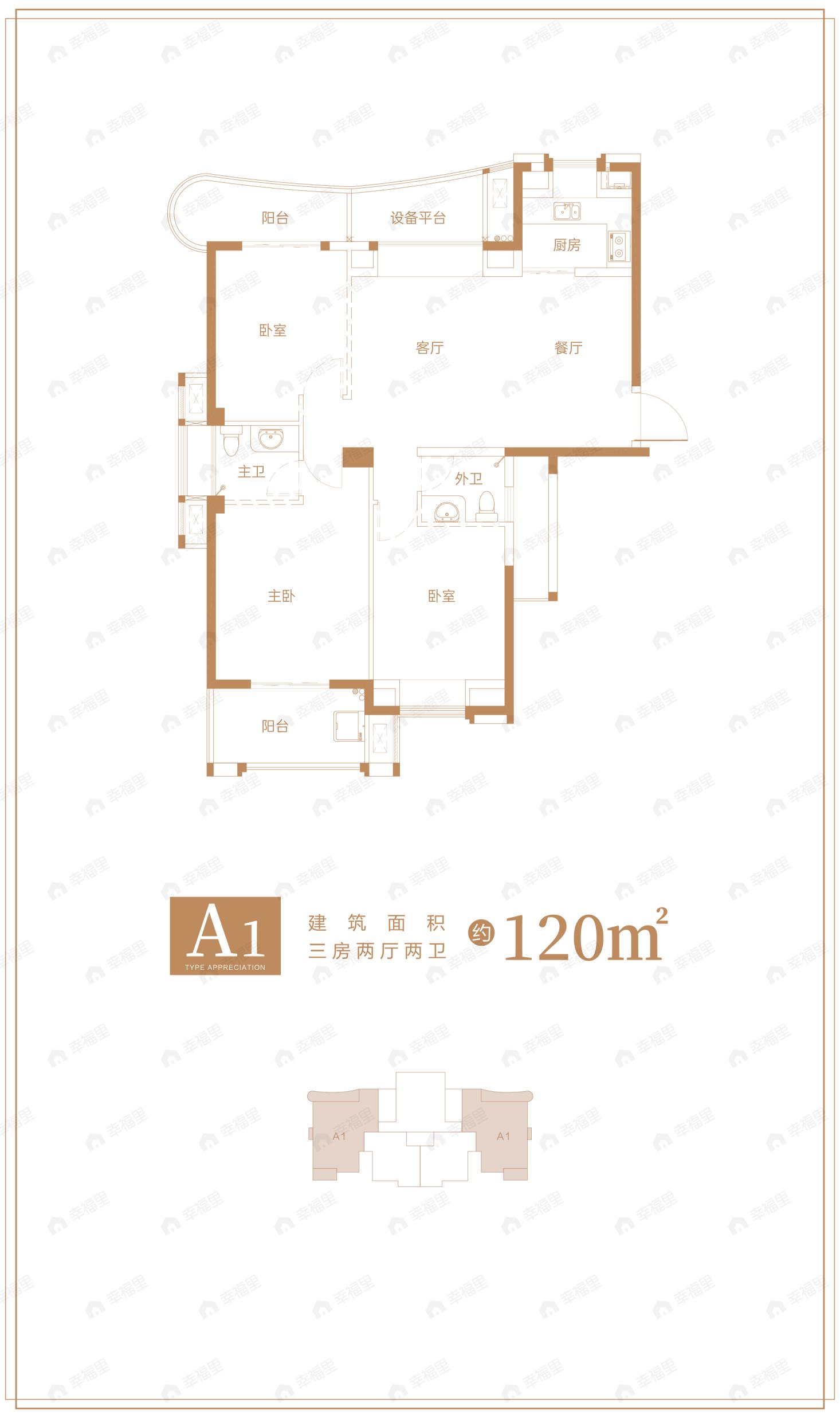 3室1厅2卫建面120平undefined户型图