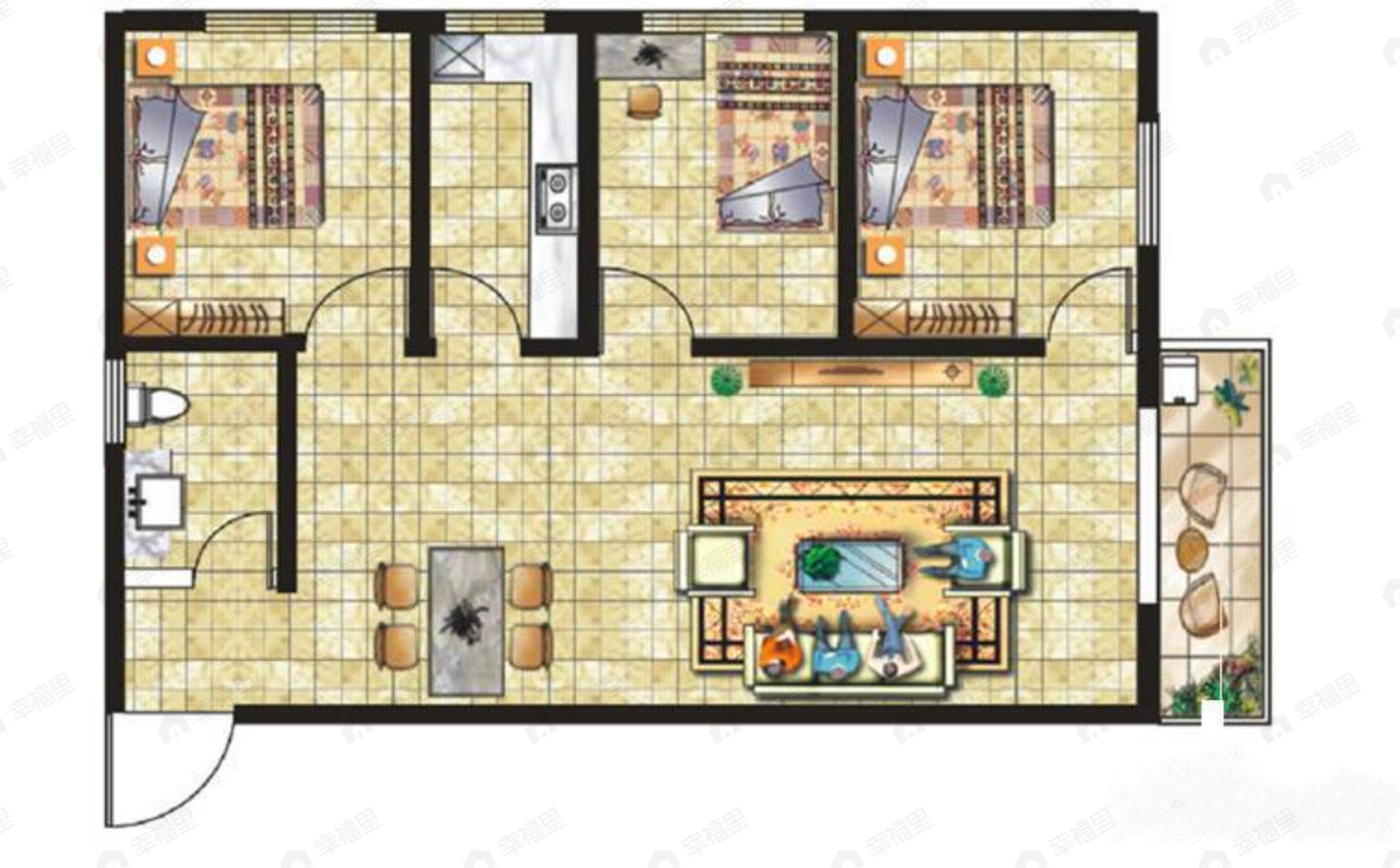 皇城九号3室1厅1卫户型图