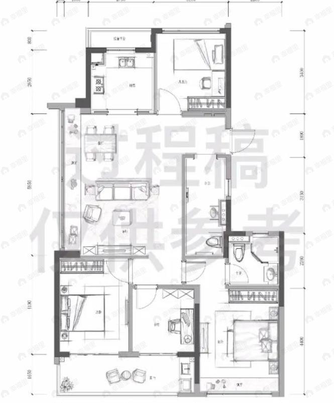 滨江金帝欣翠里4室2厅2卫户型图