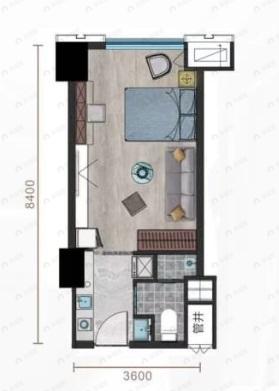 浐灞金融城·桃花TAN1室1厅1卫户型图