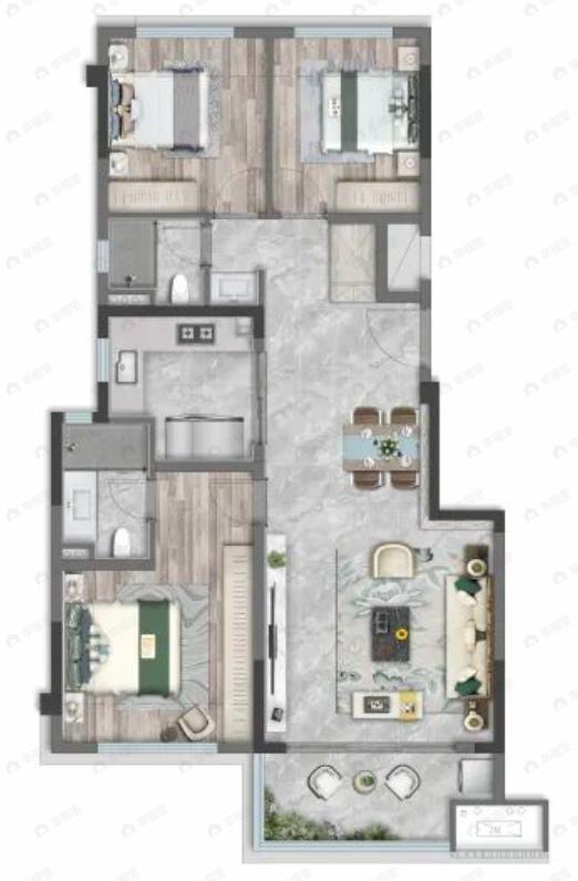 城投置地青熙蘭庭3室2厅2卫户型图