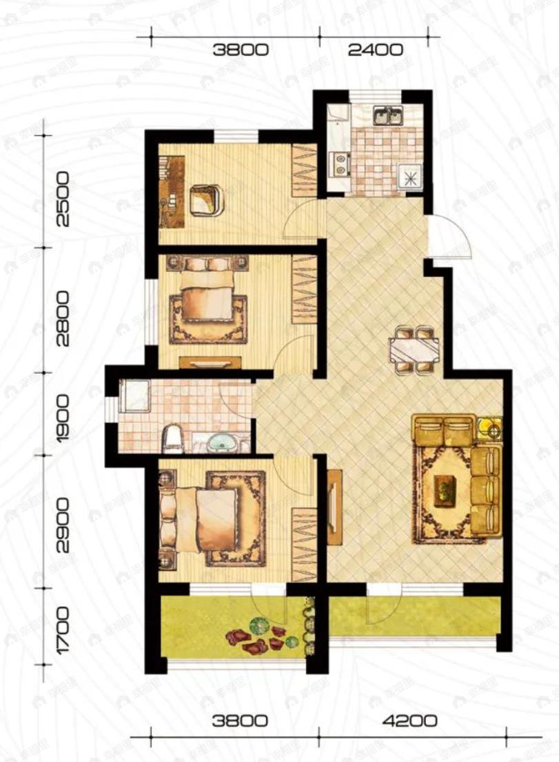 七星九龙湾3室2厅1卫户型图