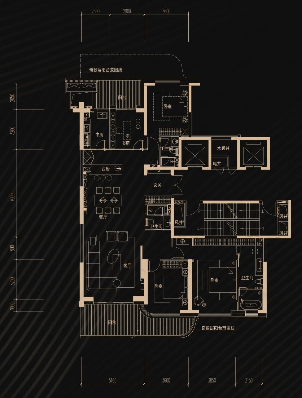 未来·天奕4室2厅3卫户型图