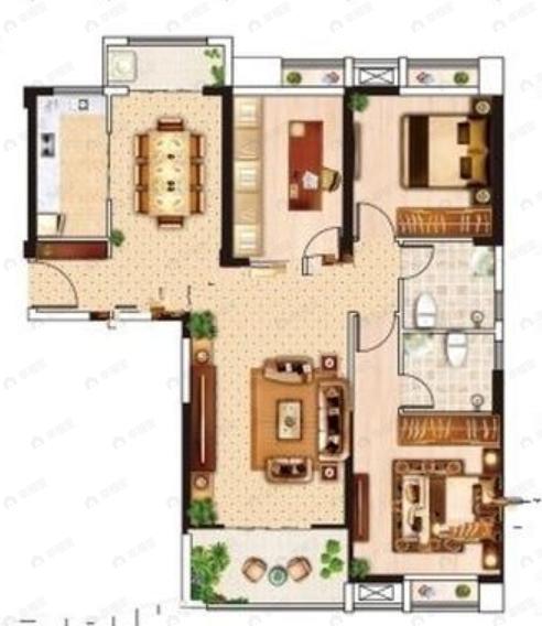 城投秀水青城3室2厅2卫户型图