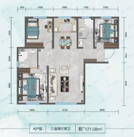 阳光恒昌·商务公园·一品苑3室2厅2卫户型图