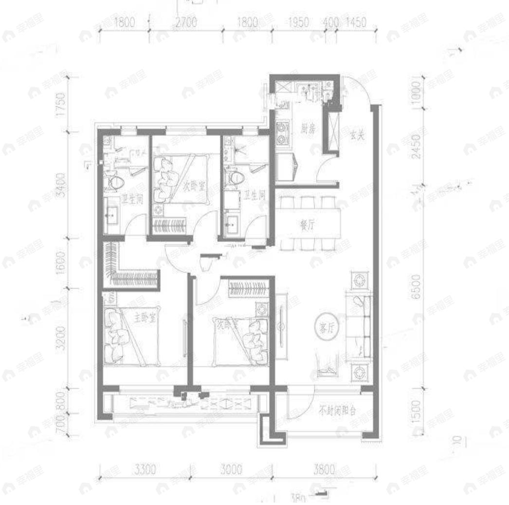 融创观澜壹号3室2厅2卫户型图