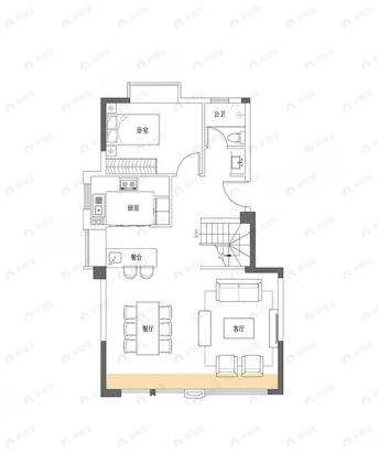 3室2厅2卫建面126m²南户型图