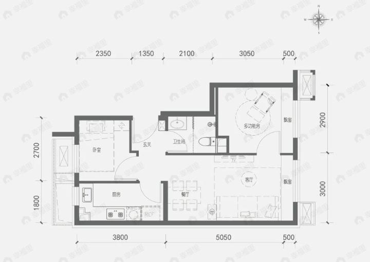 梧桐山语2室1厅1卫户型图