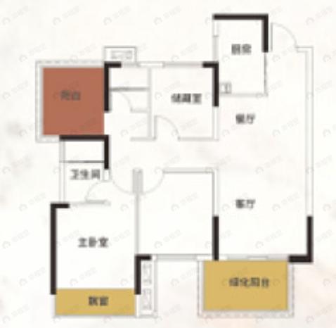 彰泰滨江学府4室2厅2卫户型图