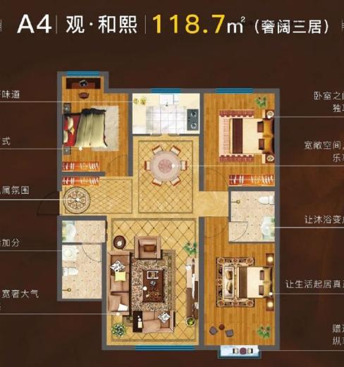 和興北城大观3室2厅2卫户型图