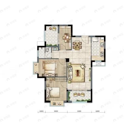 3室2厅1卫建面87平undefined户型图