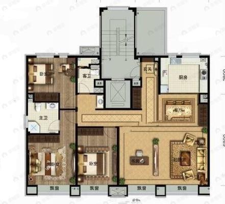 天泰桃花源3室2厅2卫户型图
