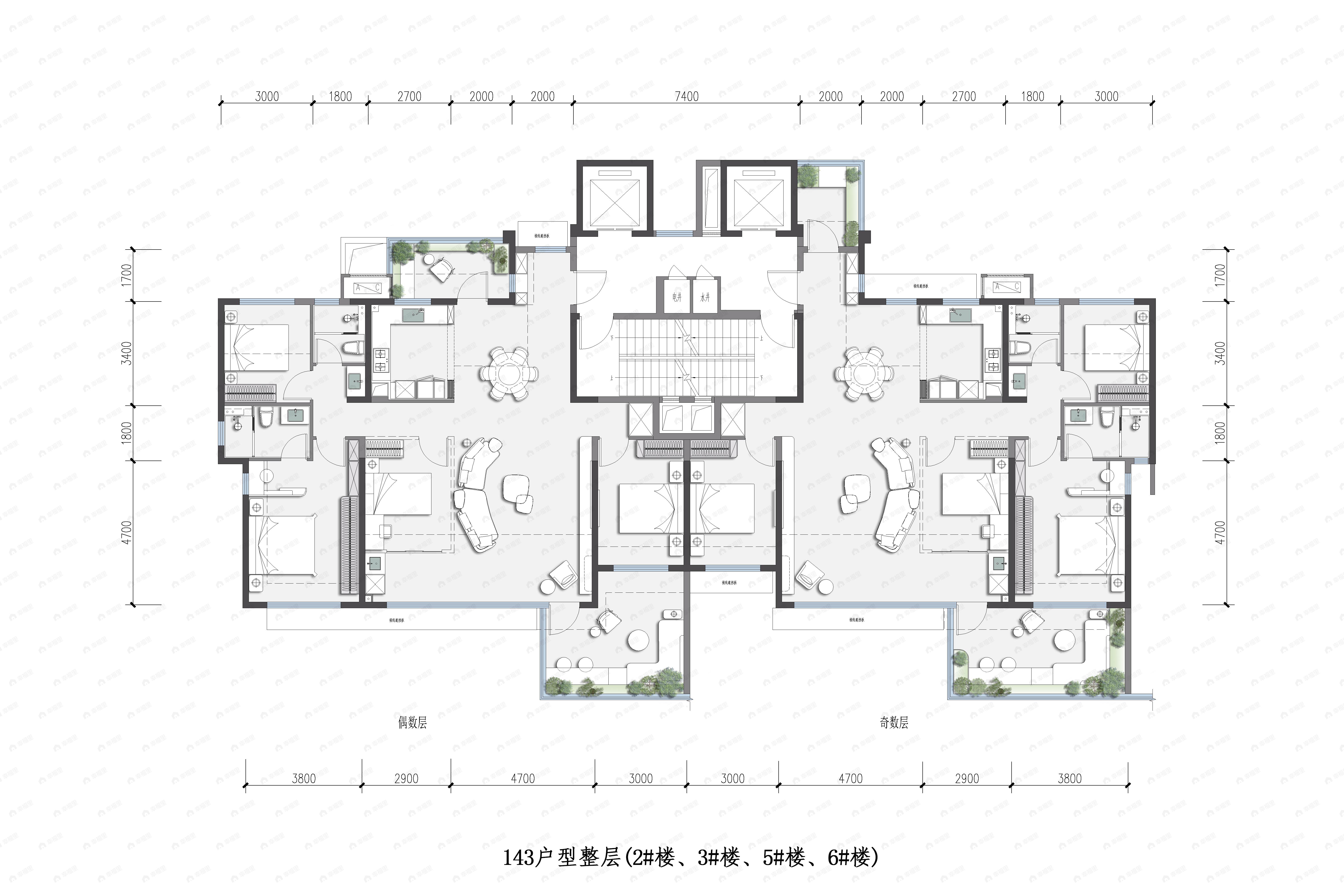 3室2厅2卫建面143平户型图