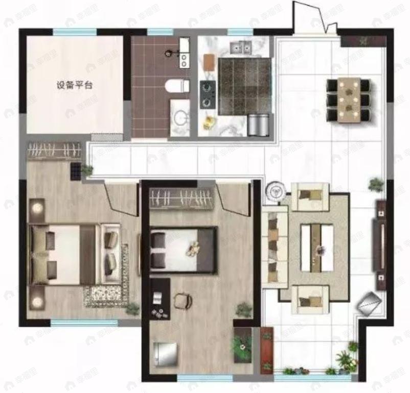 荣恒星宅2室2厅1卫户型图