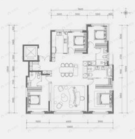 4室2厅3卫建面187平户型图