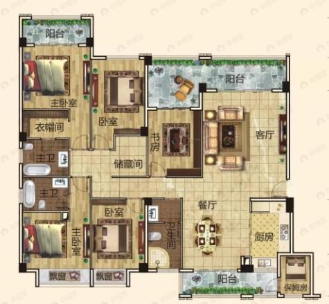 广源华府5室2厅3卫户型图