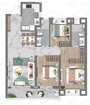 旭辉千山凌云3室2厅2卫户型图