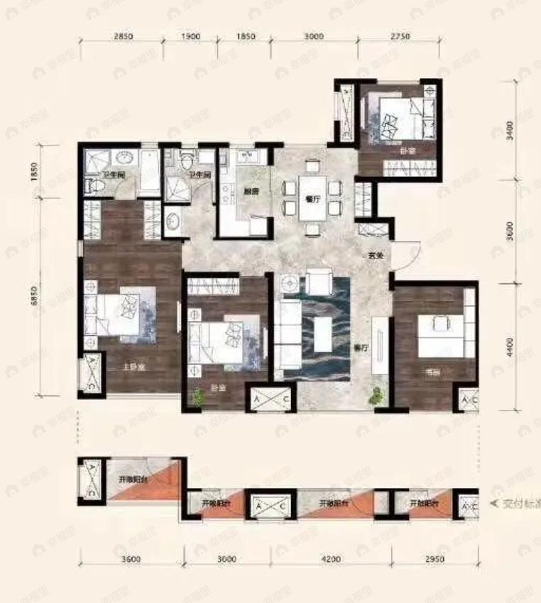 首开·如院4室2厅2卫户型图