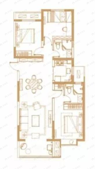 领航悦宸3室2厅2卫户型图