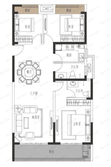 盛隆涅阳府3室2厅2卫户型图