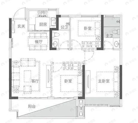 中辉·半山墅3室2厅2卫户型图