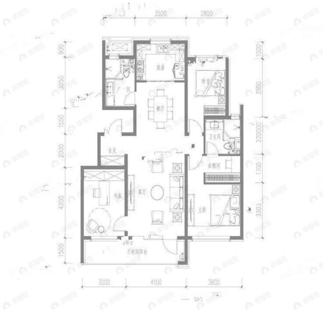 融创观澜壹号3室2厅2卫户型图