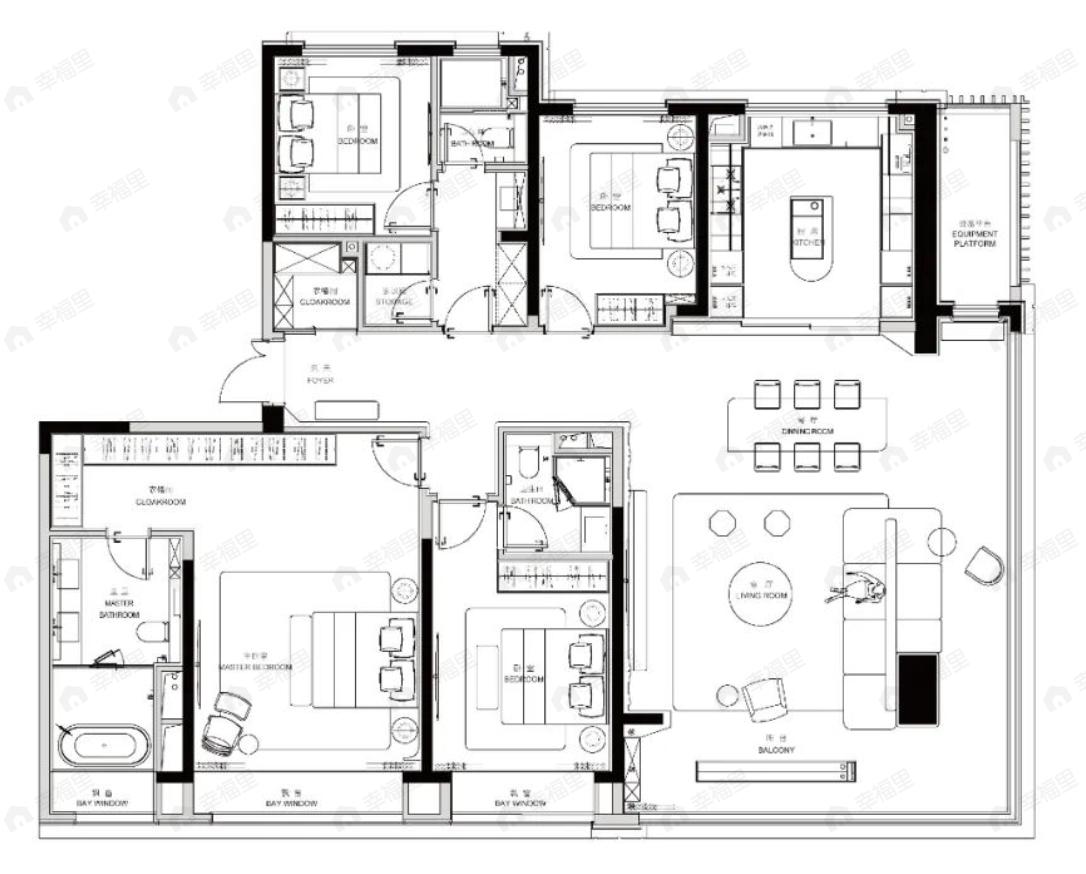 前湾国际4室2厅3卫户型图