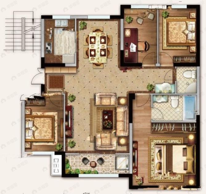 御锦湾4室2厅2卫户型图